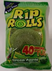 Rip Rolls Green Apple 40 inch Sour Belt Candy 4 Count Free Shipping