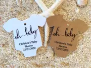 10 White Gift Tags Bomboniere Baby Shower Favour Personalised Oh Baby