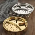 4 Compartment Round Divided Plate with Strainer Dip Serving Dish Snack
