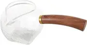 UTHCLO 1 PC Heat Resistant Fair Cup with Wooden Handle Elegant Glass Tea Dispenser for Home Unique Design Tea Accessory for Entertaining Capacity