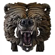 GRIZZLY BEAR BUST Sculpture Evocative Hand Painted - Marble Castings Blend
