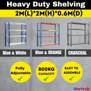 2M(L)x0.6M(D) x 2M(H)Garage Storage Warehouse Shelving Racking Metal B-2020BG W