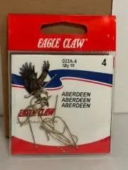 Eagle Claw - Gold Aberdeen Hooks - Size 4 - 022A - QTY 10 x 10 Packs - 100 Total