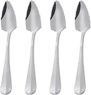 Grapefruit Spoon Stainless Steel Spoon Handle Jagged Fruit Spoon with Tooth Edge for Home Kitchen Scraping 4PCS Sliver