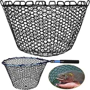 Dovesun Rubber Fishing Net Replacement Netting Without Handle Clear Black Fishing Nets for Fish Fly Fish Landing Net Bag for Freshwater Saltwater Foldable Trout Net Rubber Mesh 5 Sizes