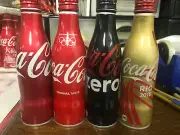 Japan COKE aluminum bottle 2015-17 x4 EMPTY Rio rare Olympics logo ZERO collect