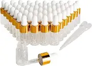50PCS Transparent Sample Dropper Bottles, 3 ml Mini Essential Oil Dropper Bottles, Perfume Bottles with 2 Plastic Droppers for Travel Test Samples