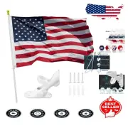 UV Resistant 2x3 Ft American Flag Pole Kit with Double Adjustable Bracket