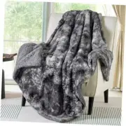Fuzzy Blanket for Couch - Soft and Warm Plush Sherpa, Throw (50" x 60") Grey