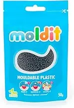MOLDIT Zip Pouch 50G - Black Thermoplastic Pellets, Melts in Hot Water Thermoplastic Beads Material Softens in Heat Moldable Plastic, Repairs Crafts for DIY Cosplay