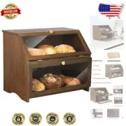 Elegant Wooden Bread Box with Clear Window for Easy Freshness Monitoring