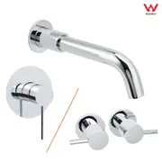 Chrome Round Basin Mixer Faucet Hot Cold Taps Water Outlet Swivel Bath Tub Spout