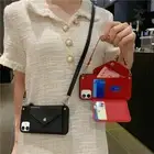 For iPhone 16 15 Pro Max 14 13 12 11 X XR Retro Crossbody Wallet Strap Card Case