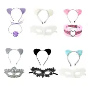 2 Pcs Mardi Gras Women Half Face Headband Masquerade Choker
