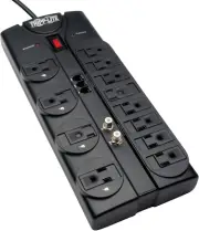 TLP1208TELTV 12 Outlet Surge Protector Power Strip, 8Ft Cord, Right-