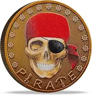 Skull Pirate Adventure Challenge Coin - Nautical Treasure Island Voyage
