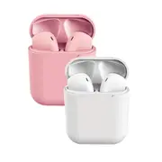 2 Packs Wireless Earbuds inPods 12 Touch Control Bluetooth 5.0 Earbuds Earphone with Storage Case-Pink&White