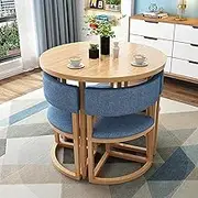 Modern Round Dining Table Set with 4 Chairs Metal Frame Kitchen Table Set 5 Piece Compact Dining Set for Small Spaces Ideal for Apartments (Cloth Upholstery)
