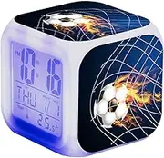 Football Clock - Kids Digital Clock - LED Football Alarm Clock | Kids Alarm Clock Boys | Color Changing USB Soccer Clock | Cube Digital Table Clock | Sport Design Clock | Football Clock For Boys