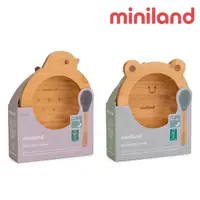 在飛比找momo購物網優惠-【Miniland】可愛動物木碗湯匙組/兒童餐具/學習餐具(