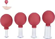 Facial Cupping Set - 4 Pieces Face Massage, Skincare Tool, Cupping Glasses, Plastic Physiotherapy Cupping with Silicone Ball, Firm Skin, Wrinkle Reduction, Detoxification, Stimulation Lymphatic Flow