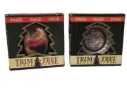 Trim Tree Collection Coca Cola Santa Bear Coke Ornament Set 2 Old Stock New 1990