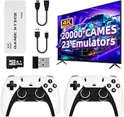 AUFGLO Retro Games Console Video Game Consoles with 2 Pack Game Controllers, 64 GB Built-in Card 30,000+ Games, 1080P/720P HDMI Display Arcade(White)