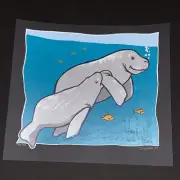 Leia Bell Happy Manatee Print Signed /100 The Manatee Is Smiling