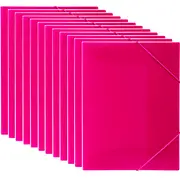 Marbig Document File Wallet Folder Elastic Strap A4 Pink 12 Pack