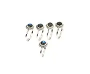 WHOLESALE 5PC 925 SOLID STERLING SILVER LABRADORITE RING LOT e168