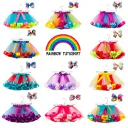 Baby Girls Kids Tutu Skirt Tulle Dance Ballet Dress Toddler Rainbow Costume