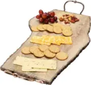 LIVE EDGE SERVING TRAY CHARCUTERIE BOARD MANGO WOOD COPPER FINISH HANDLES 24 NEW