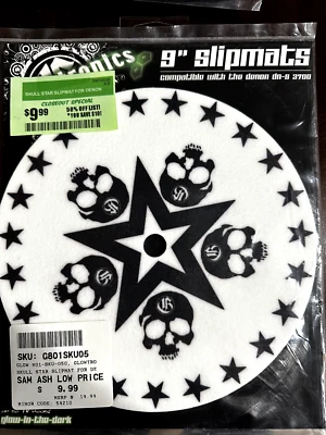 Glowtronics 9"DJ Slipmats, Glow In The Dark Skull and Star