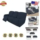 Jacquard Fabric 8-Piece Sofa Cover - Universal Fit for Recliners in Dark Blue