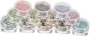 NULYLU 12 Boxes Nail Glitter for Nail Art Glitter Makeup Glitter for Face Glitter Flakes Glitter for Crafts Nail Charms Body Glitter for Women Nail Flakes Colorful Glitter Sequins