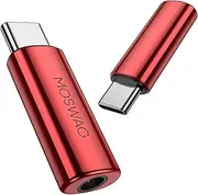 MOSWAG USB C to 3.5mm Audio Headphone Adapter, USB C to Aux Audio Headphone Jack Zinc Alloy Adapter Compatible with Samsung Galaxy S22 S21 S20 S10 Plus, Pixel 4 3 2, iPad Pro, MacBook(2PACK)