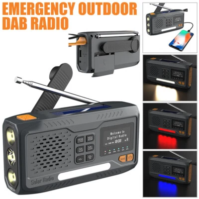 DAB/BT/FM Wind up Solar Radio Hand Crank Dynamo with LCD Display Light Torch Hot