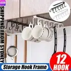 12 Hook Mug Cup Rack Holder Under Shelf Kitchen Cabinet Metal Hanger Wardrobe AU