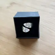 Tree of Life with Leaves Silver Stainless Steel Ring Adjustable
