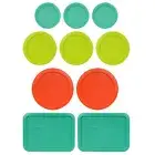 Pyrex Lid Covers (3) 7202 Green (3) 7200 Green (2) 7201 Orange (2) 7210 Green