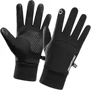 [Ipetboom] Windproof Winter Hand Gloves for Outdoor Activities Stylish Gloves with Non Slip Touch Screen Capability and Comfortable Fit Black