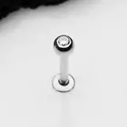 14 Karat White Gold Gem Ball Top Flat Back Stud Labret