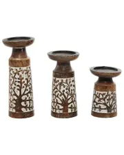 Set of 3 Tree Handmade Decorative Candle Holders