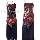 Dress Gown Black Silk Burnout Velvet Beaded Victorian Roses Maya Matazaro L
