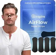 Airspire Airflow Nasal Strips - 31-Pack | Nose Strips for Sleeping & Active Lifestyles | Improve Airflow with Extra-Strength Adhesive & Contoured Design | 100% Hypoallergenic Snoring Relief & Congestion Support | Black