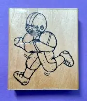 JRL Design Rubber Stamp Wood Mount Touchdown Q219 Football Player Sports Helmet