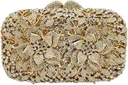 [Boutique De FGG] Double Flowers Women Crystal Clutch Evening Bags Wedding Party Rhinestones Handbags and Purses