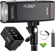 GODOX AD200 Pro AD200Pro+X3-N Trigger, 200Ws 2.4G Flash Strobe, 1/8000 HSS, 500 Full Power Flashes, 0.01-1.8s Recycling, 2900mAh Battery, Bare Bulb/Speedlite Fresnel Flash Head Pocket Flash Monolight