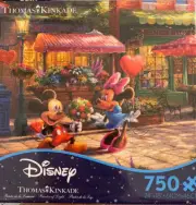 Disney Thomas Kinkade Jigsaw Puzzle Mickey Minnie Sweetheart Cafe Flower Shop