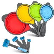 Measuring Cups and Spoons Set, Plastic Measuring Cup Set, Silicone Collapsibl...